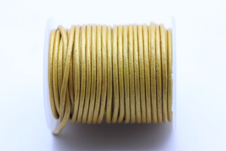 Leather Cord, Gold, Dyed, 1.5mm Round, 32 Feet (10mtrs)