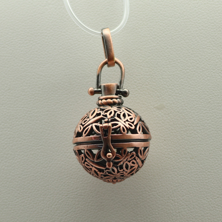 Cage, Globe, Filigree, Copper Plated Metal Alloy, Pendant 28mm