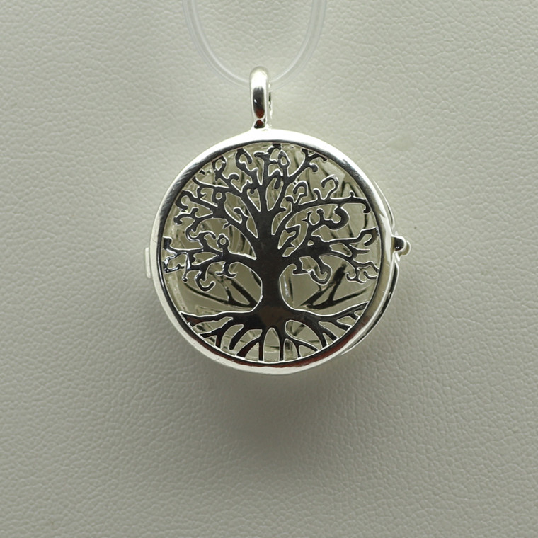 Cage, Tree Life, Silver Plated Metal Alloy, Pendant 33mm