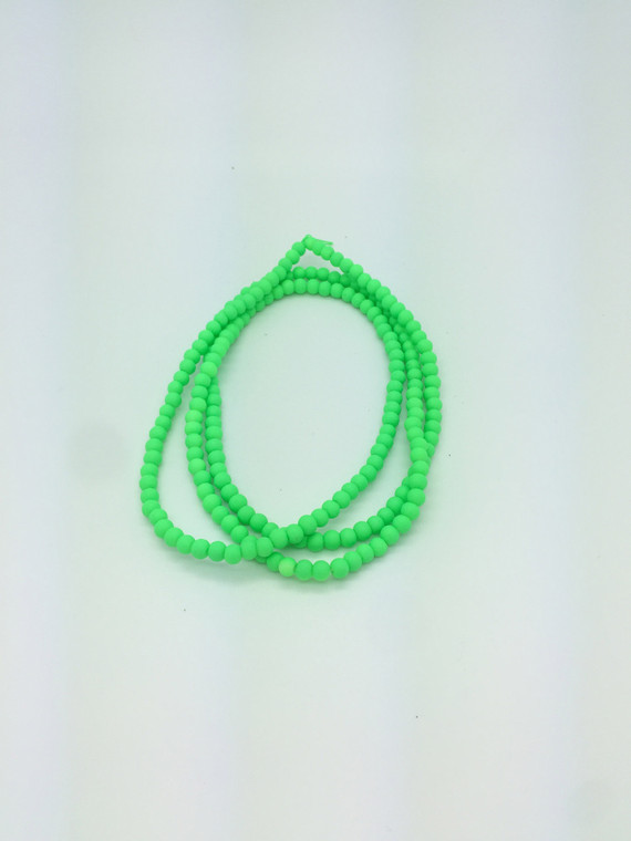 Rubberized Glass Beads, Green, 4mm, One 32in strand