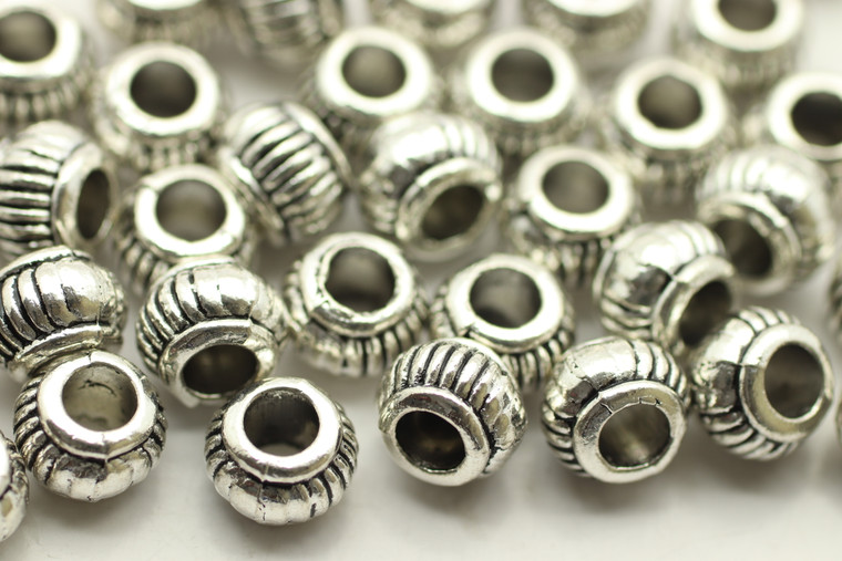 BEAD, Bali Style, 5x7 3mm hole, Antique Silver Plated (metal alloy), approx 45 per bag
