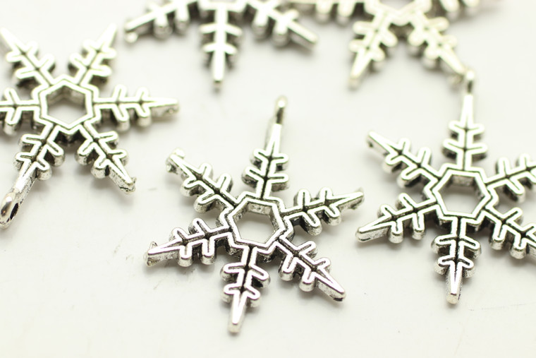 SNOWFLAKE, 24x21x2mm, Antique Silver Plated (metal alloy), approx 16 per bag