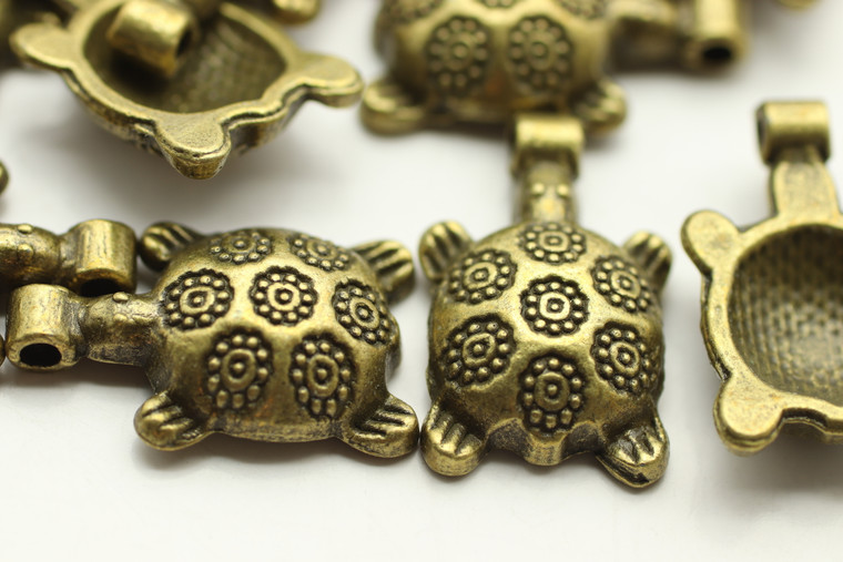TURTLE, Drop, 18x12x5mm, Antique Bronze Plated (metal alloy), approx 12 per bag