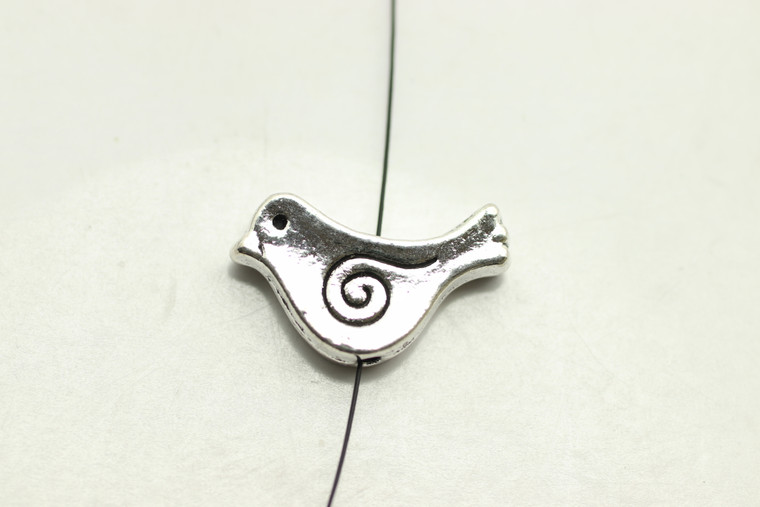 Bird, Double Sided, 15x7x3mm, Antique Silver Plated Metal Alloy, approx. 18 PCS