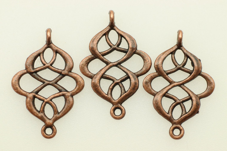 CONNECTOR, Figure 8 Patterned, Double Sided, 28x18x1.5mm, Antique Copper Plated (metal alloy), approx 18 per bag