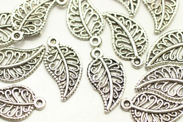 LEAF, Filigree, Double Sided, 20x10x1.5mm, Antique Silver Plated (metal alloy), approx 40 per bag