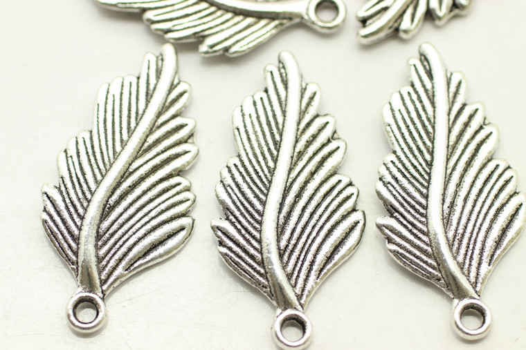 LEAF, Curled, Double Sided, 30x15x2mm, Antique Silver Plated (metal alloy), approx 10 per bag