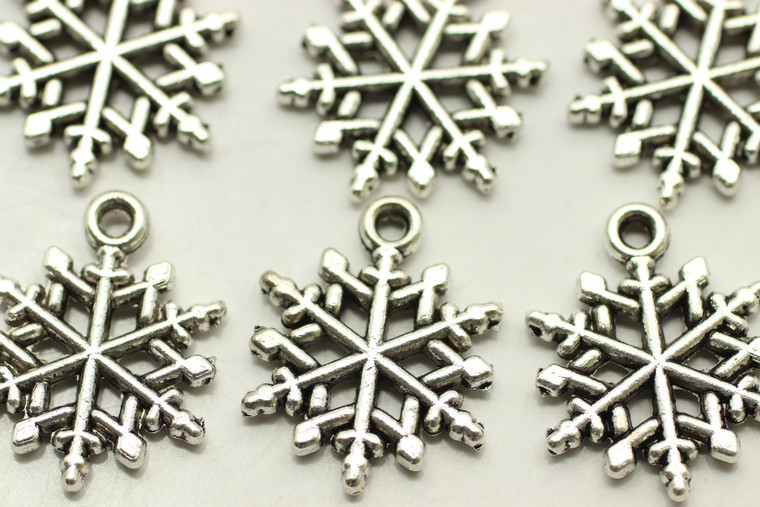 SNOWFLAKE, Double Sided, 20x16x2mm, Antique Silver Plated (metal alloy), approx 18 per bag