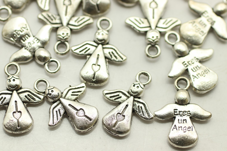 ANGEL, Drop, Double Sided, 18x13x3mm, Antique Silver Plated (metal alloy), approx 30 per bag