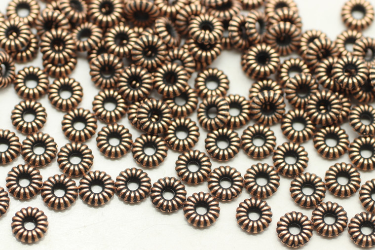 SPACER, 5x1.5mm, Antique Copper Plated (Metal Alloy), approx 230 per bag