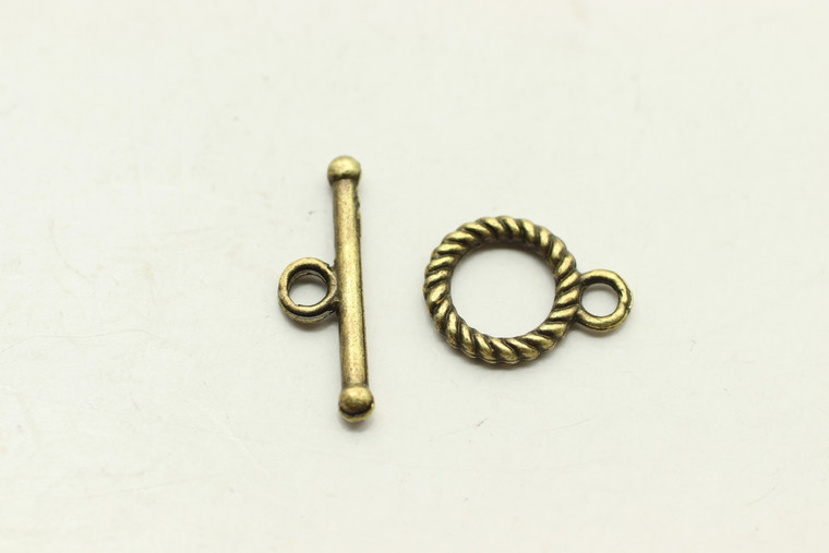 Toggle, 12x9x1.5mm, bar is 18x5mm at loop, Antique Bronze Plated Metal Alloy, approx. 30 sets