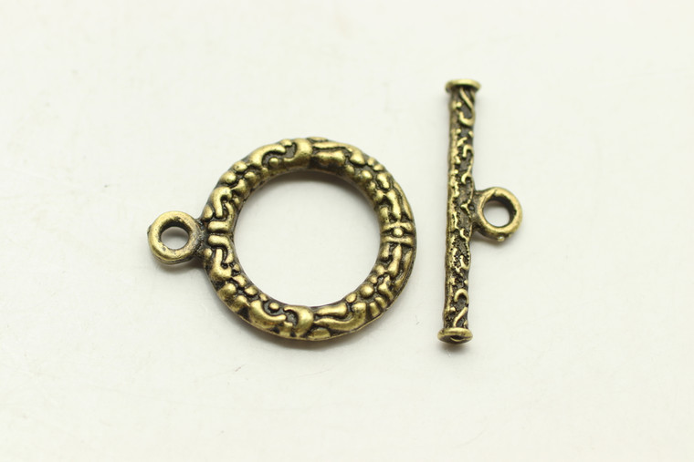 Toggle, 20x16x2mm, bar is 20x5mm at loop, Antique Bronze Plated Metal Alloy, 12 sets