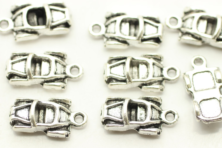 Convertible Car, 17x9x4mm, Antique Silver Plated Metal Alloy, approx. 14 PCS