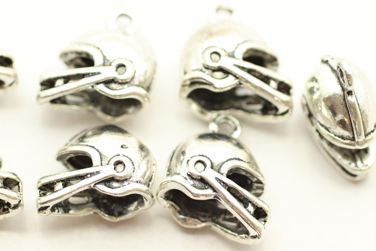Helmet, Whole, Double Sided, 14x15x8mm, Antique Silver Plated (Metal Alloy), approx 10 per bag