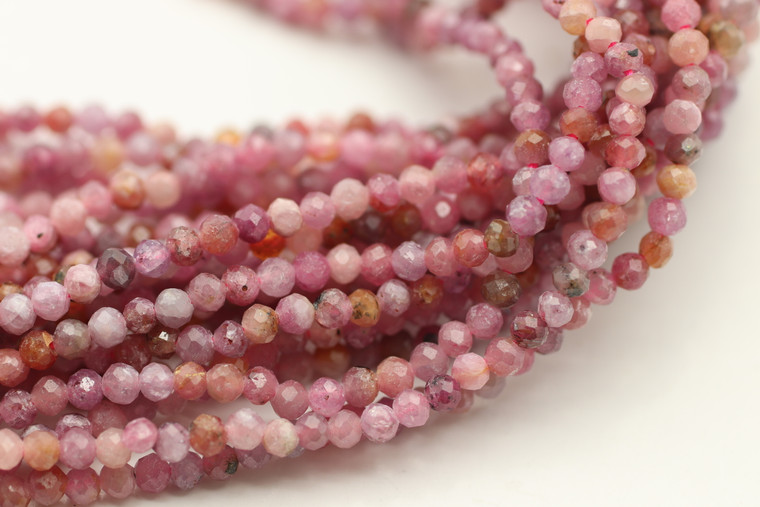 Ruby, Natural, Faceted Round, 2mm, One Strand