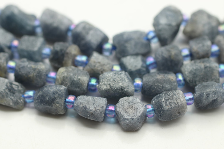 Sapphire, Natural, Small Chunks, Matte Finish, Pretty Blue-Grey 6x6mm