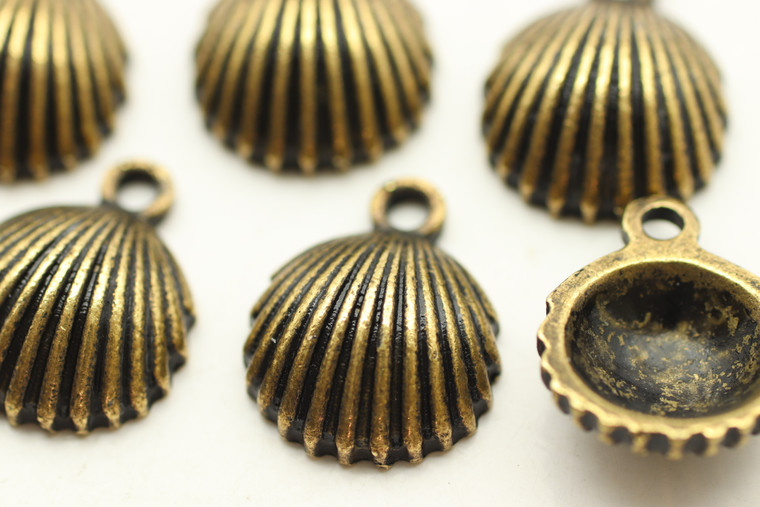 Clam Shell, 14x12x4.5mm, Antique Bronze Plated (Metal Alloy), approx 15 per bag