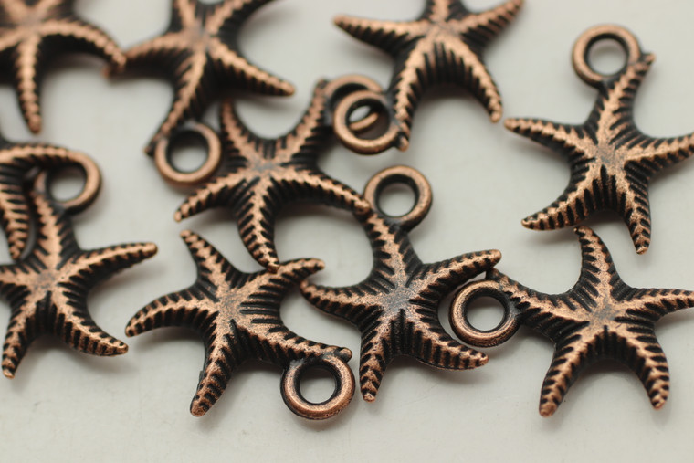 Starfish, Double Sided, 15x12x2mm, Antique Copper Plated (Metal Alloy), approx 35 per bag