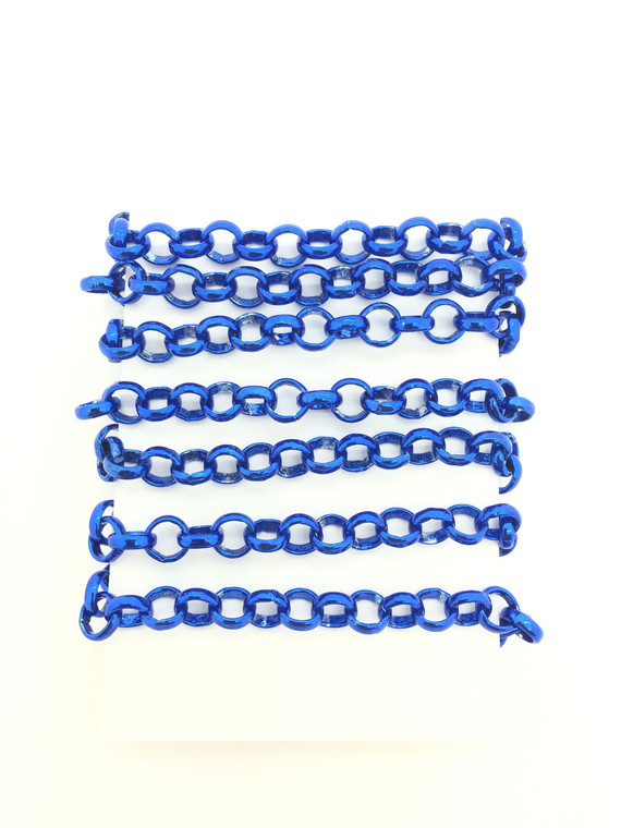 3 Feet of Blue 6mm Rolo Chain