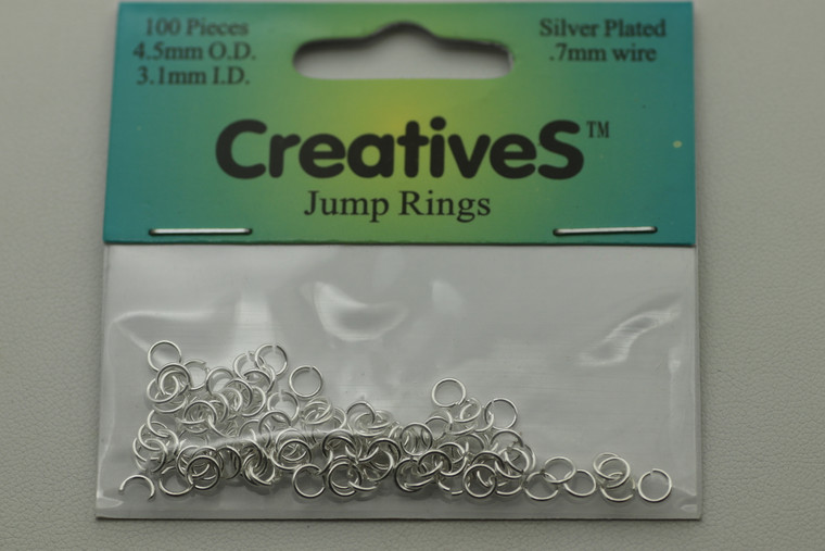 Open Jump Ring, 4.50mm, 21 Gauge, Silver Plated, approx. 100 pc