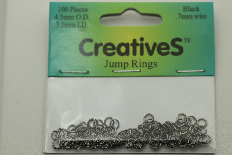 Open Jump Ring, 4.50mm, 21 Gauge, Black Plated, approx. 100 PCS