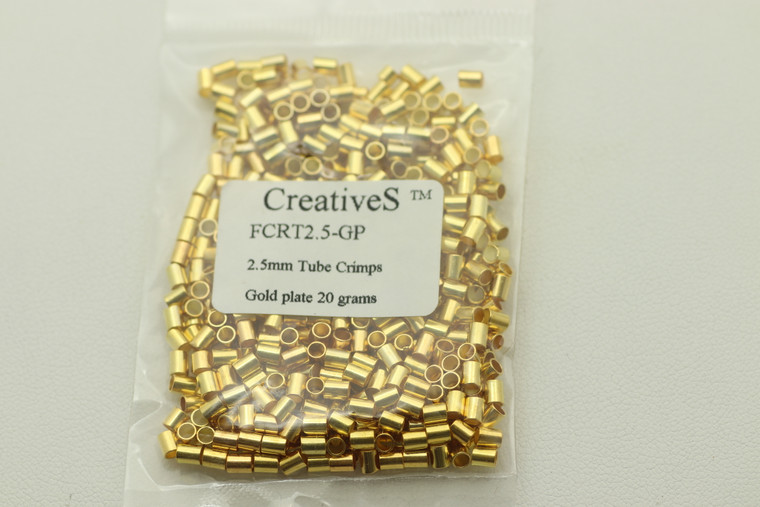 Crimp Tube, 2.5mm, Gold Plated, approx. 1100 pc