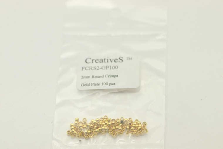 Crimp Bead, 2mm, Gold Plated, approx. 100 pc