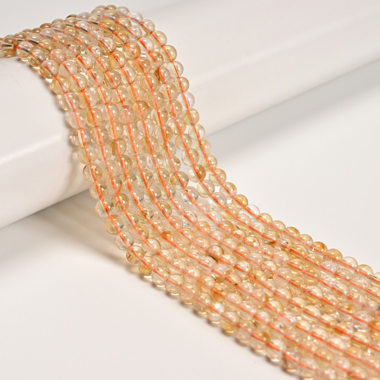 Citrine, Quartz, Heated, One 4mm Smooth Round