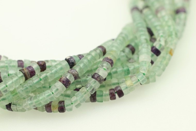 Fluorite, Mix, Natural, Heishi, 4x2mm, One Strand