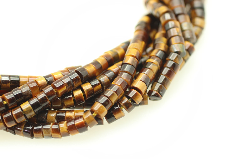 Tiger Eye, Brown, Natural, Heishi, 4x2mm, One Strand