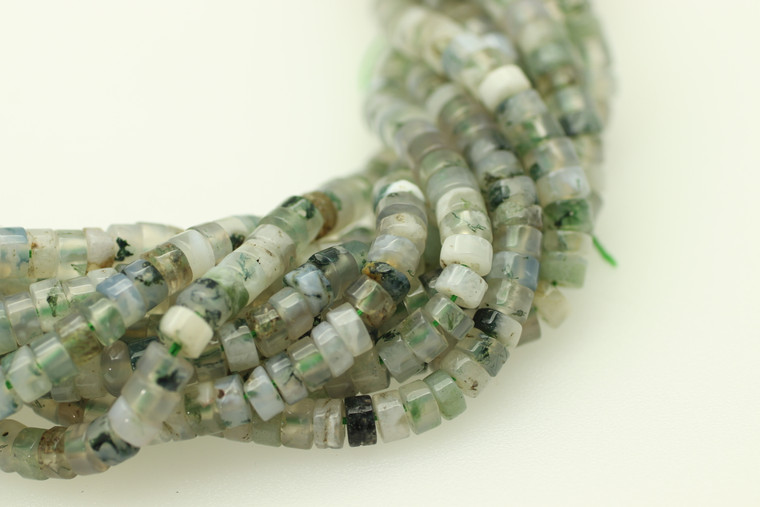 Tree Agate, Natural, Heishi, 4x2mm, One Strand