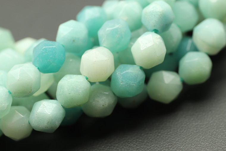 Amazonite, Natural, Faceted Diamond, 8mm, One Strand