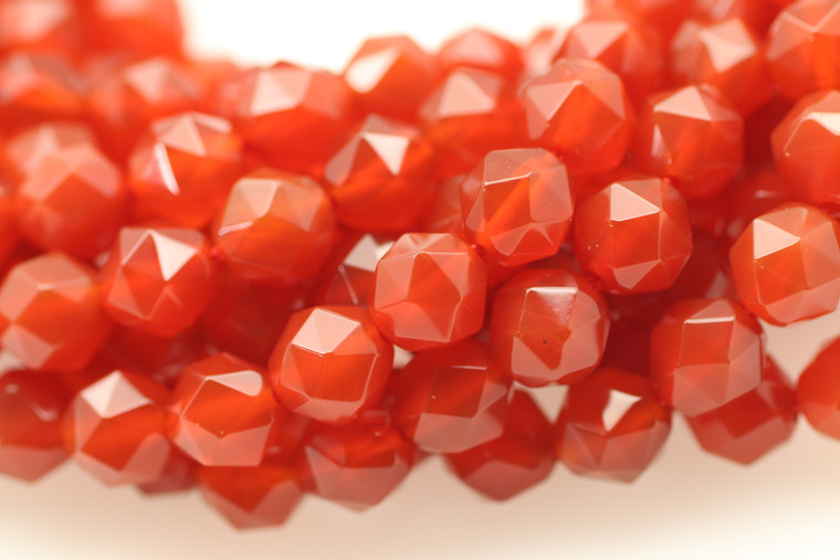 Carnelian, Agate, Heated, Faceted Diamond Shape, 8mm, One Strand