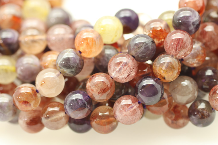 Rutilated Quartz, Mix, Natural. Smooth Round, 8mm