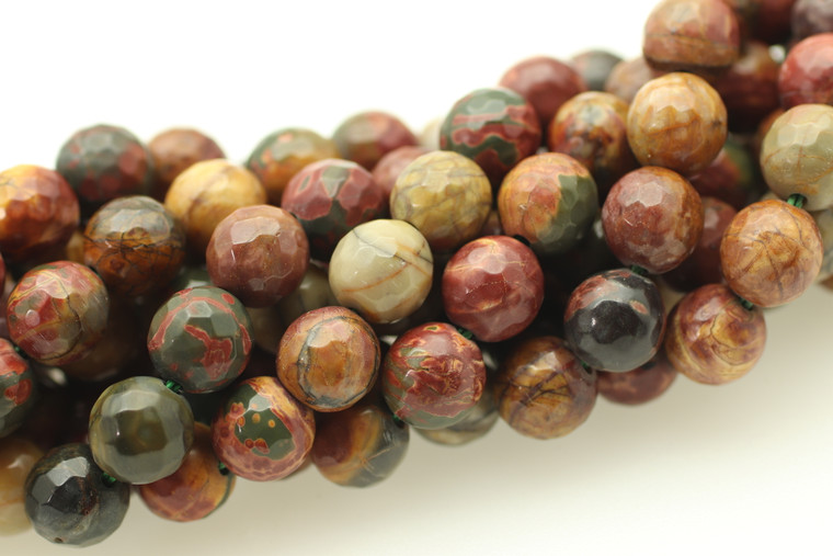 Red Creek Jasper, Natural, Faceted Round, 8mm