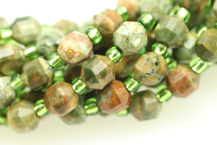 Rhyolite, Jasper, Natural, Faceted Off Round, 6mm, One Strand