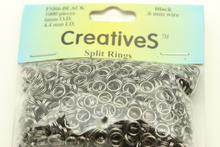 Split Ring, 6mm, 22 Gauge, Gun Metal Plated, approx. 1000 pc