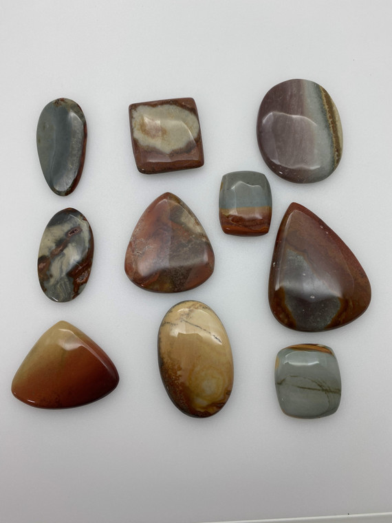 Polychrome Jasper, Cabochons, 100 gram Lot Assorted Shapes & Sizes