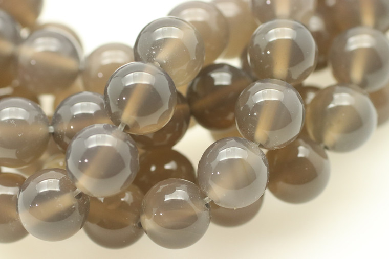 10mm, Grey Agate, Natural, Smooth Round Beads