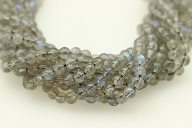 4mm Labradorite, Super Blue, Natural, Smooth Round Beads