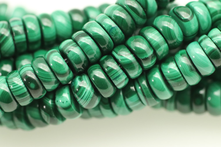 Malachite, Natural, Smooth Rondelle, 6x3mm