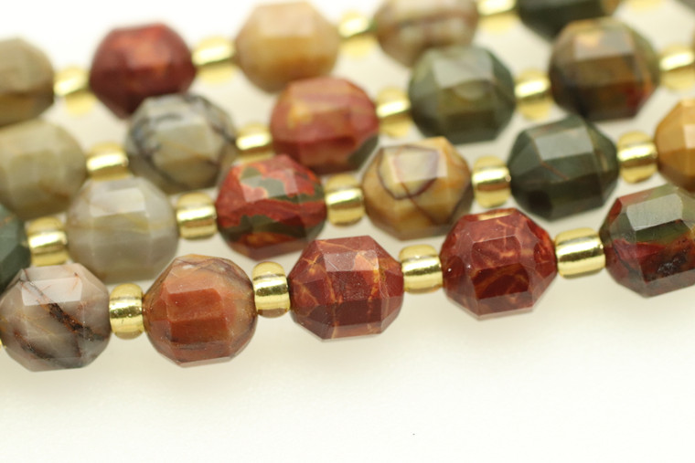 Red Creek, Jasper, Natural, Faceted Off Round, 6mm, One Strand