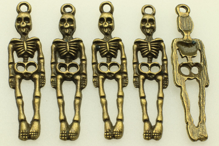 Hanging Skelton, 39x9x2mm, Antique Bronze Plated (Metal Alloy), approx 12 per bag