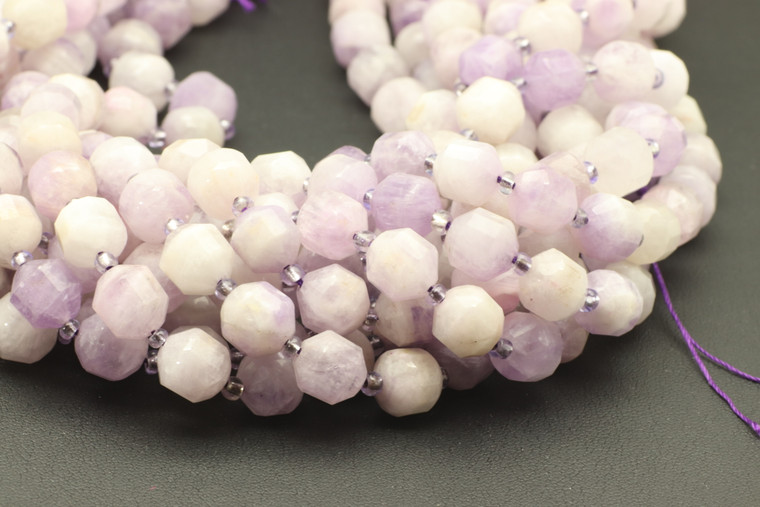 Jade, Lavender, Nephrite, Natural, Faceted Off Round, 10mm, One Strand