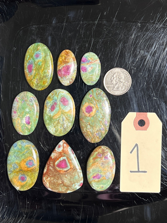 Ruby Fuchsite, Cabochons, Pick Lot You Like, 100 Grams