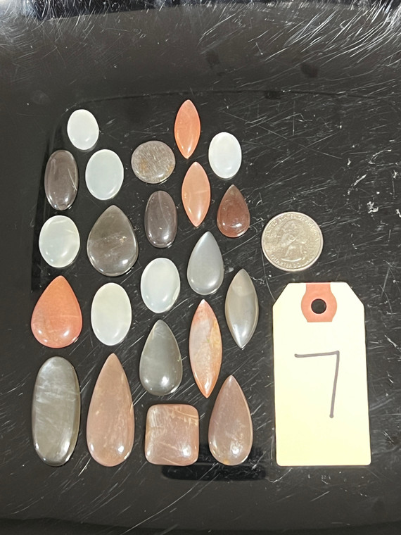 Moonstone, Multicolor, Cabochons, Pick Lot You Like, 100 Grams