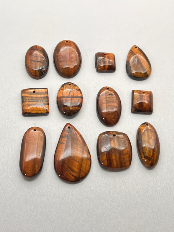 Tiger Eye, Pendants, 100 Gram Lot, Assorted Shapes & Sizes