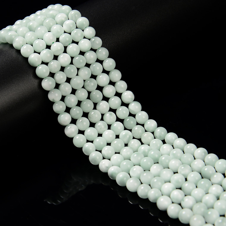 Angelite, Green, Natural, Smooth Round Beads, 6mm