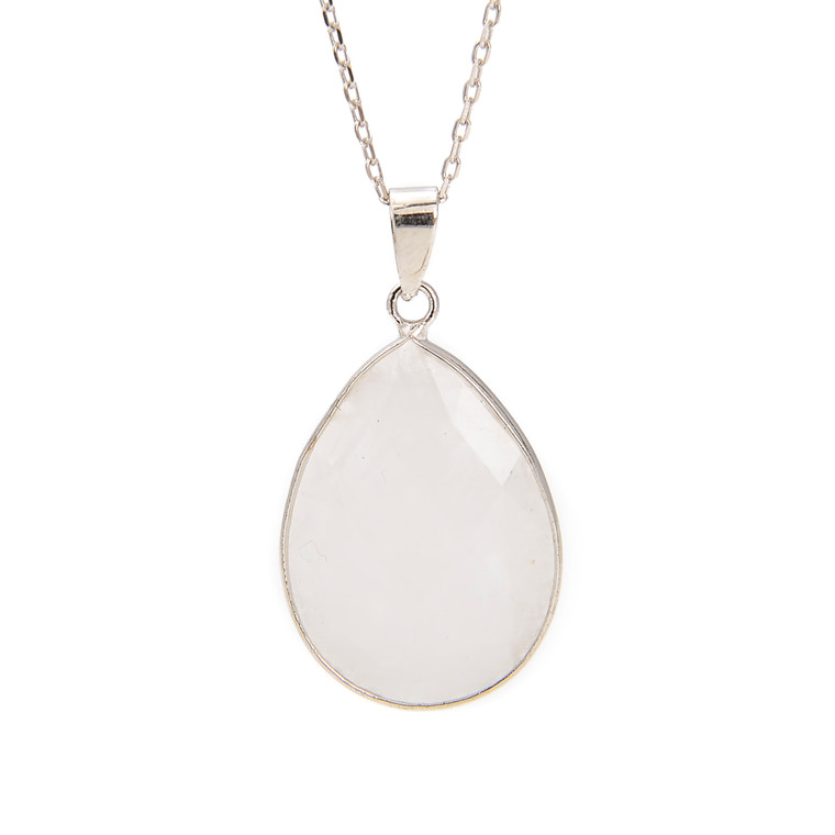  Moonstone, Faceted, Natural, Drop Pendant, 36x20mm