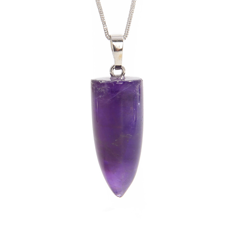 Amethyst, Natural, Cone, One Pendant, 33x13mm